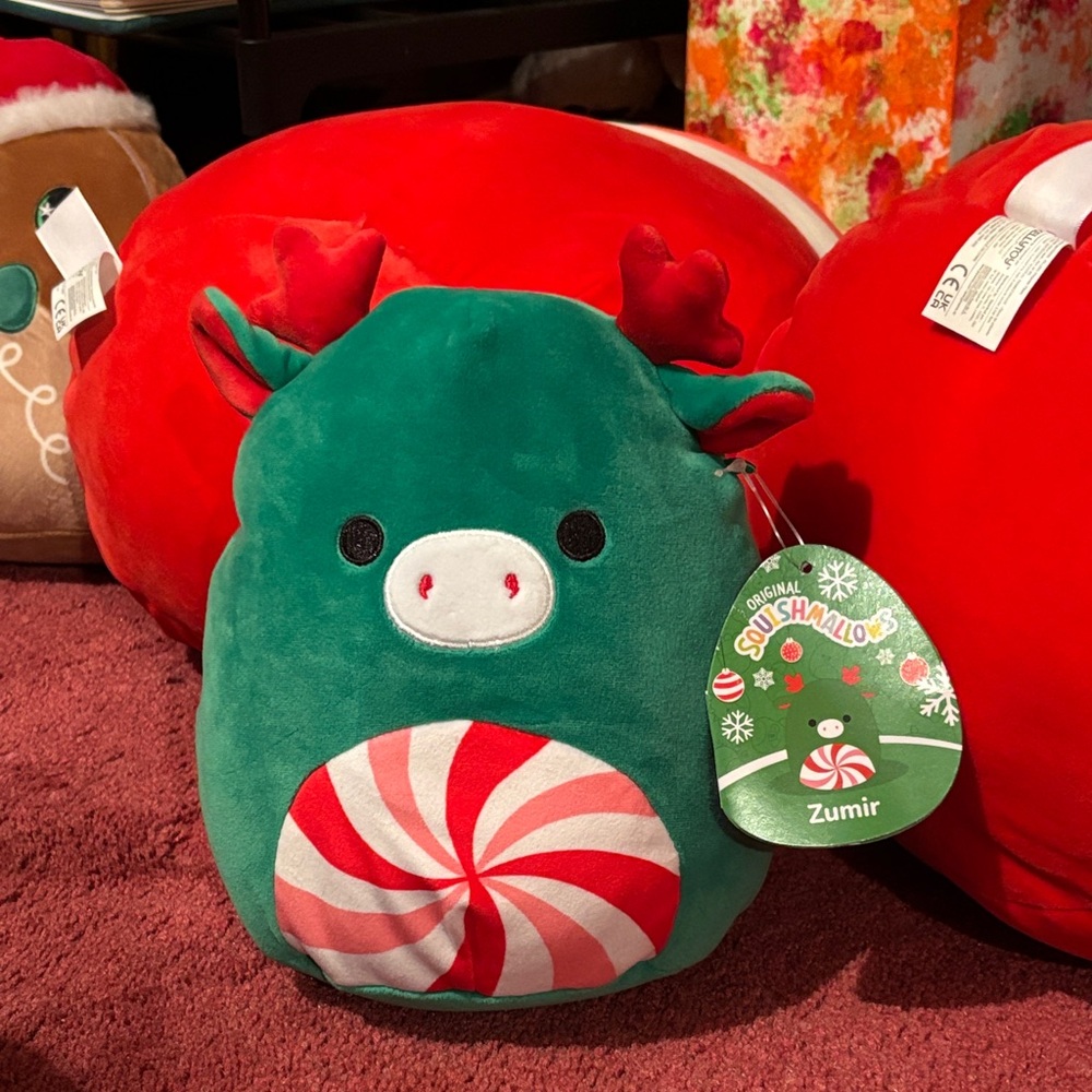 Squishmallows Green and Red Stuffed Animal named Zumir